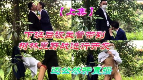 [上集]下班后被主管带到树林里野战进行开发，还公然开直播